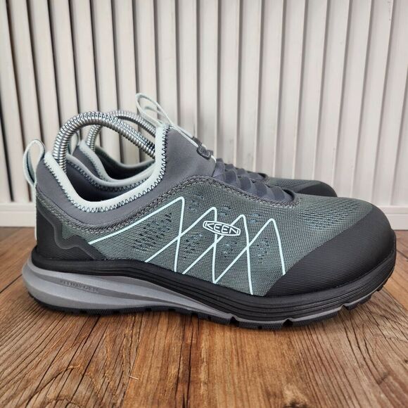 Keen Vista Energy Shift Women 7 Wide Steel Gray Blue Glass Carbon Toe Work Shoes - Picture 2 of 11